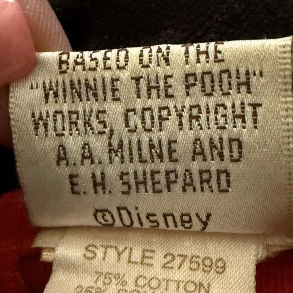 Vintage Disney Classic Pooh‎ Red Velour Romper 12 Months Velvet Collar Rare